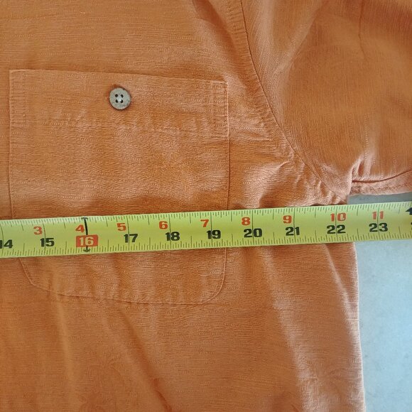 Van Heusen Mens 100% silk orange short sleeve button down shirt Medium - Picture 11 of 15